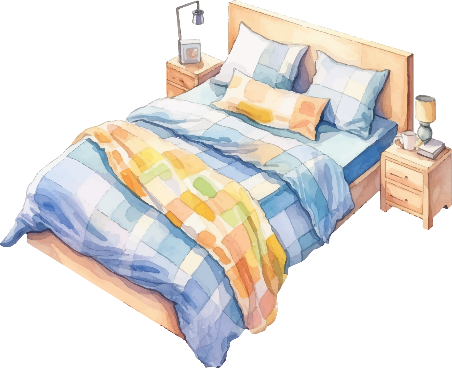 bed watercolor illustration